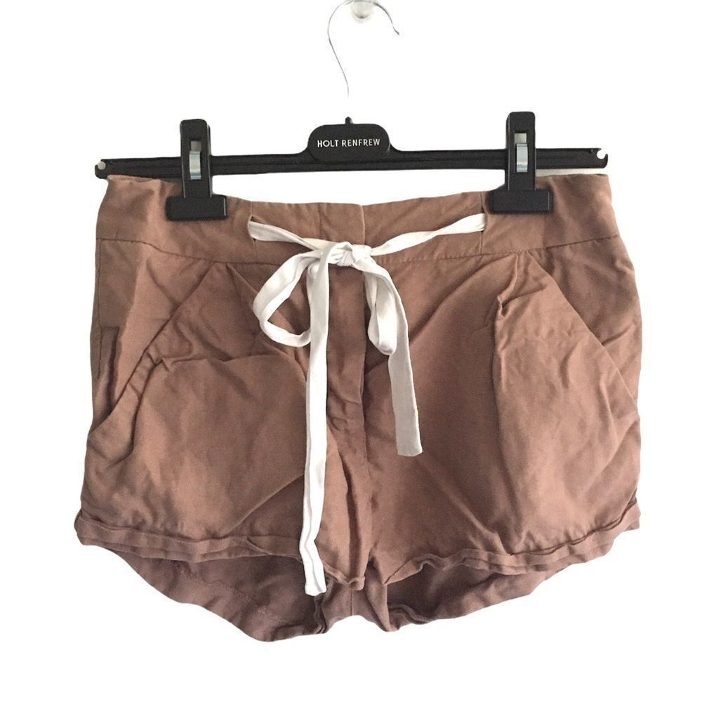 ARITZIA Linen Tie Waist Shorts Terra Cotta Clay 2